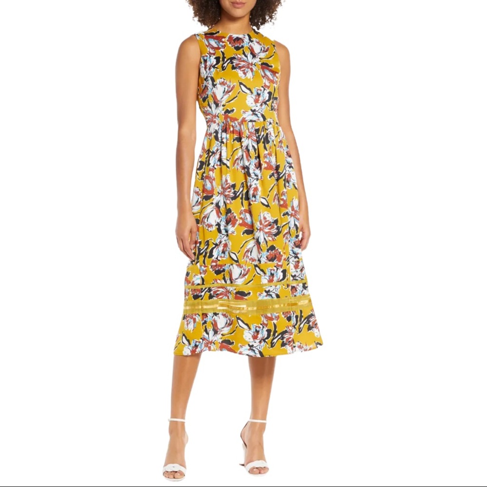Chelsea28 Floral Print Sleeveless Midi Dress (S)